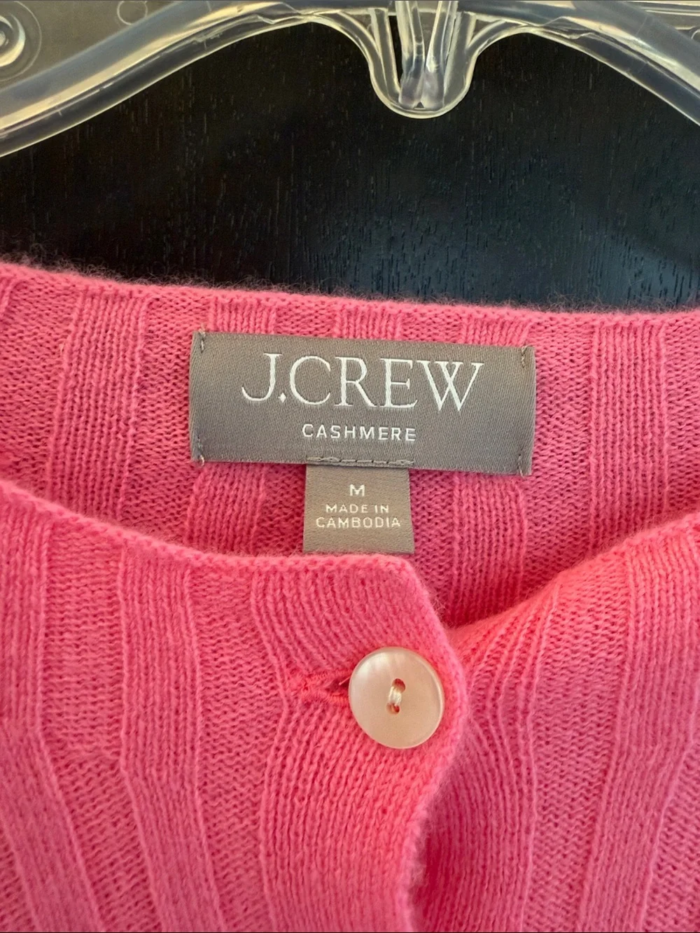J. Crew Vibrant Pink Ribbed Button-Front Cardigan